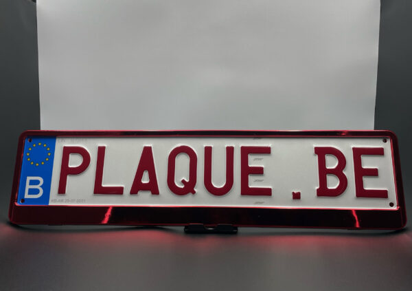 Porte plaque rouge chromé+plaque