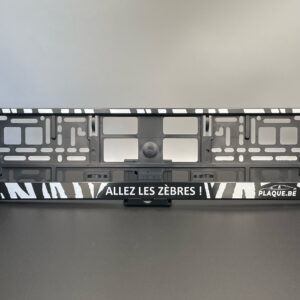 Porte plaque supporter "Allez les Zèbres" pour plaque d'immatriculation belge