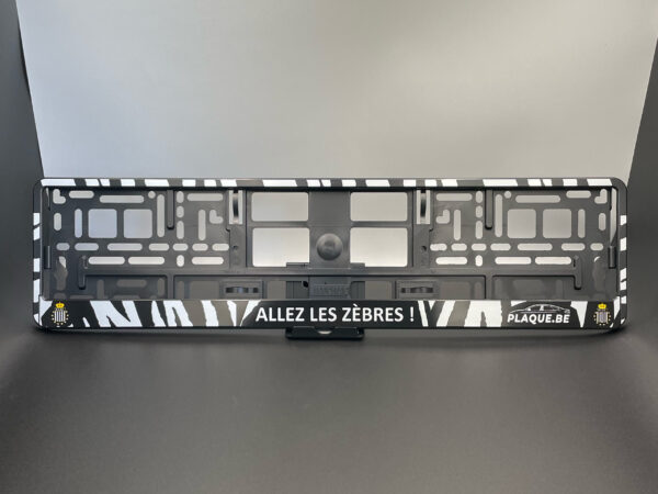Porte plaque supporter "Allez les Zèbres" pour plaque d'immatriculation belge