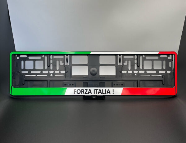 Porte plaque supporter "Forza Italia" pour plaque d'immatriculation belge et européenne