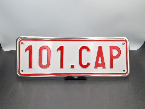 Porte plaque inox poli 34cm+plaque1